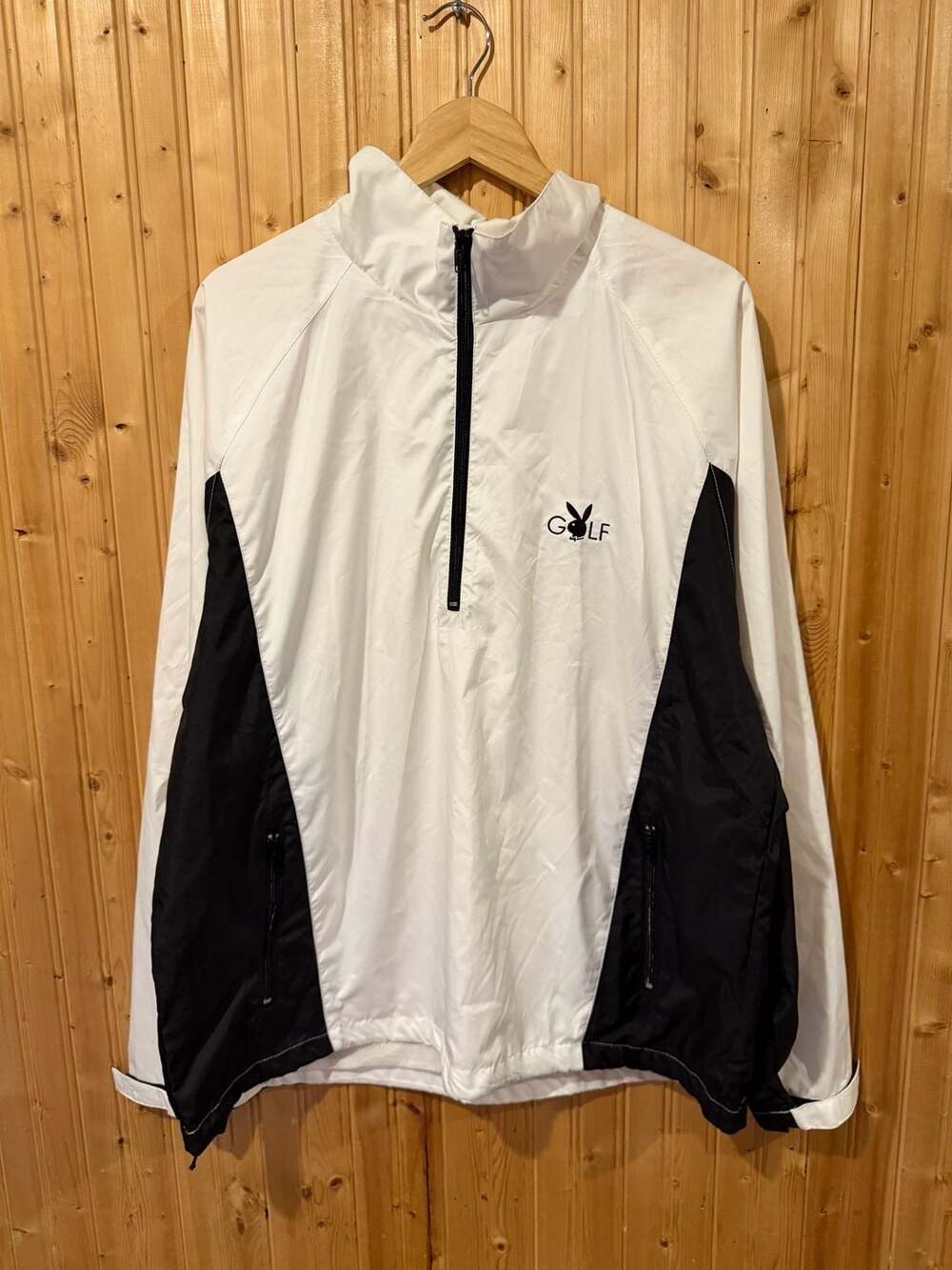 Playboy Golf Men's XL Quarter Zip Windbreaker Jacket White Black